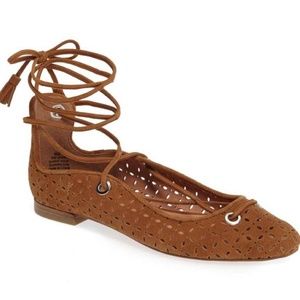 Halogen "Nella Ghille" Tan Suede Leather Lace Up